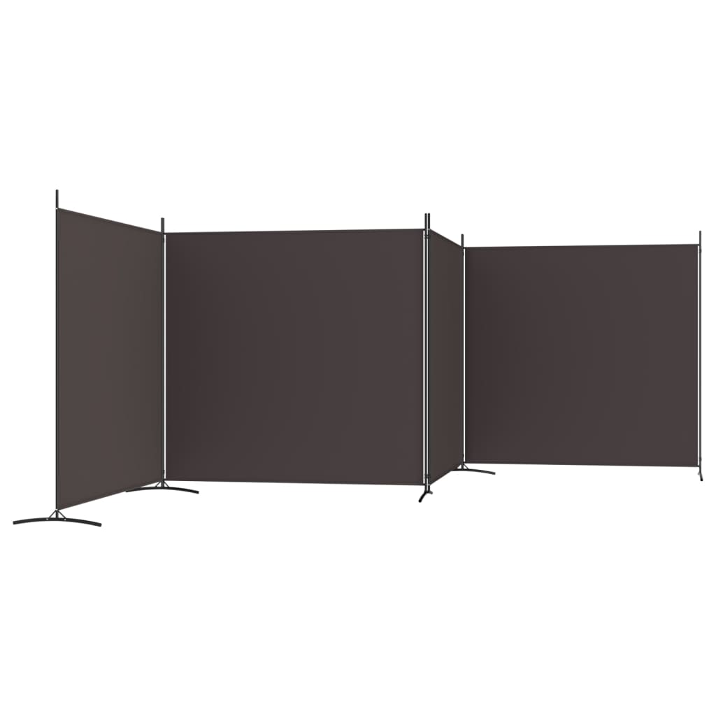 4-Panel Room Divider Brown 274.8"x70.9" Fabric