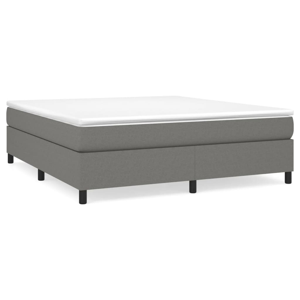 Box Spring Bed with Mattress Dark Gray 72"x83.9" California King Fabric