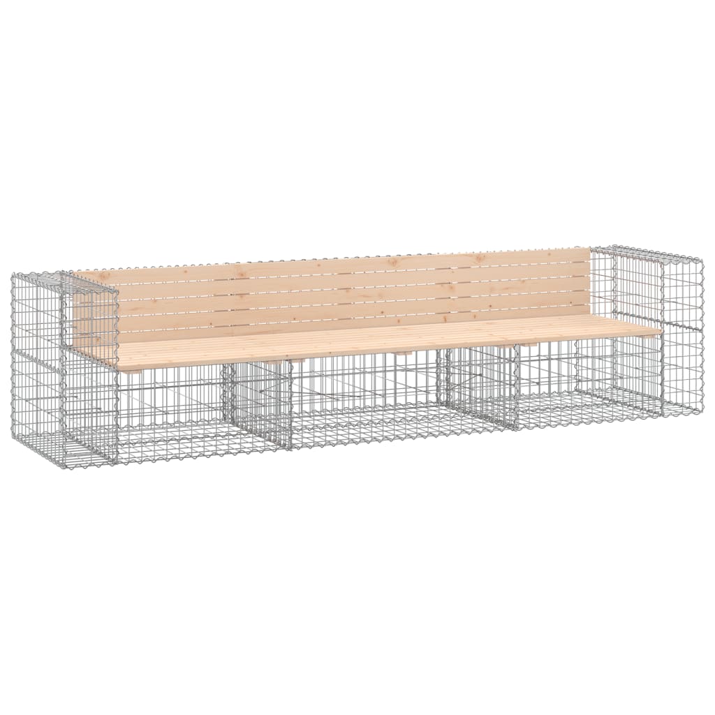 Patio Bench Gabion Design 113"x28"x25.8" Solid Wood Pine