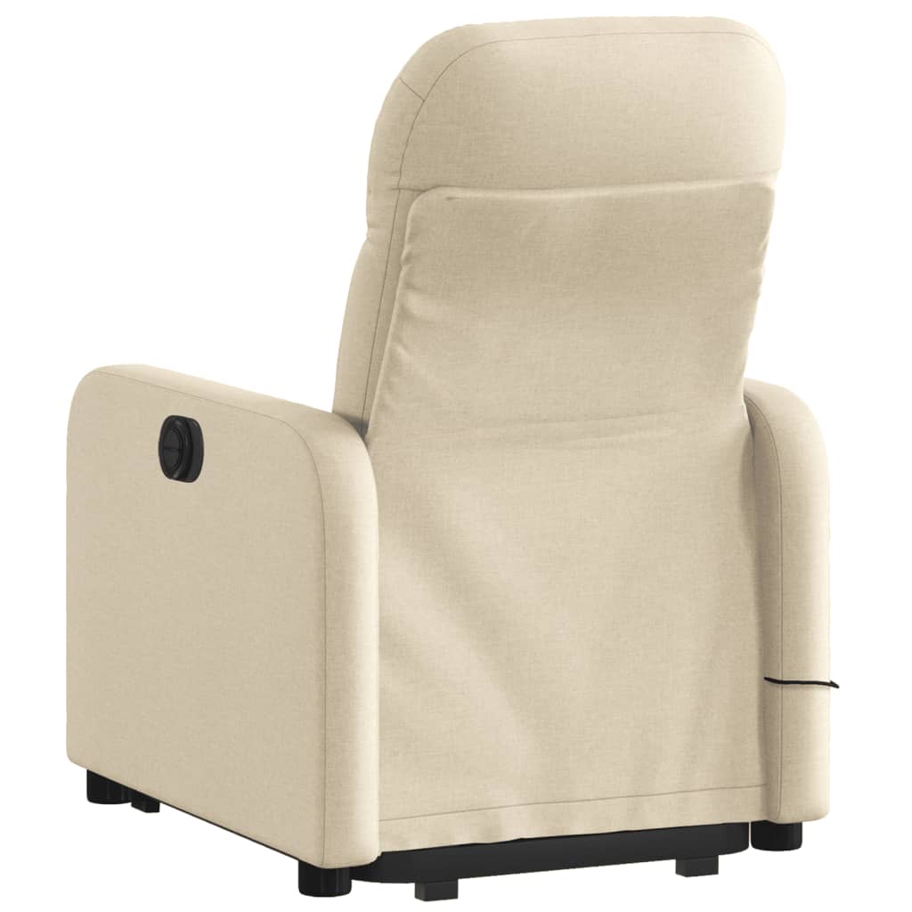 Electric Stand up Massage Recliner Chair Cream Fabric