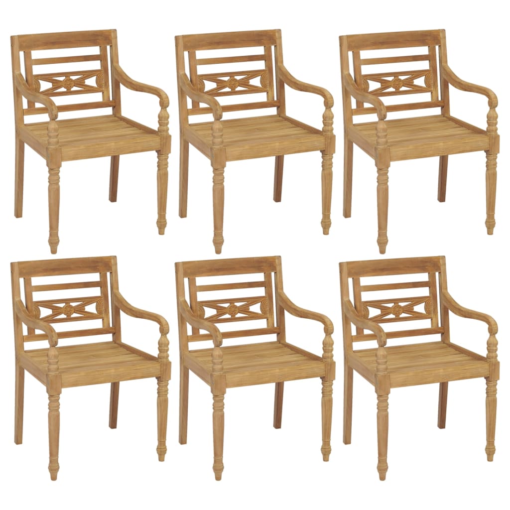 Batavia Chairs 6 pcs Solid Teak Wood