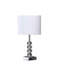 18" Silver Metal and Glass Orbs Table Lamp With White Drum Shade