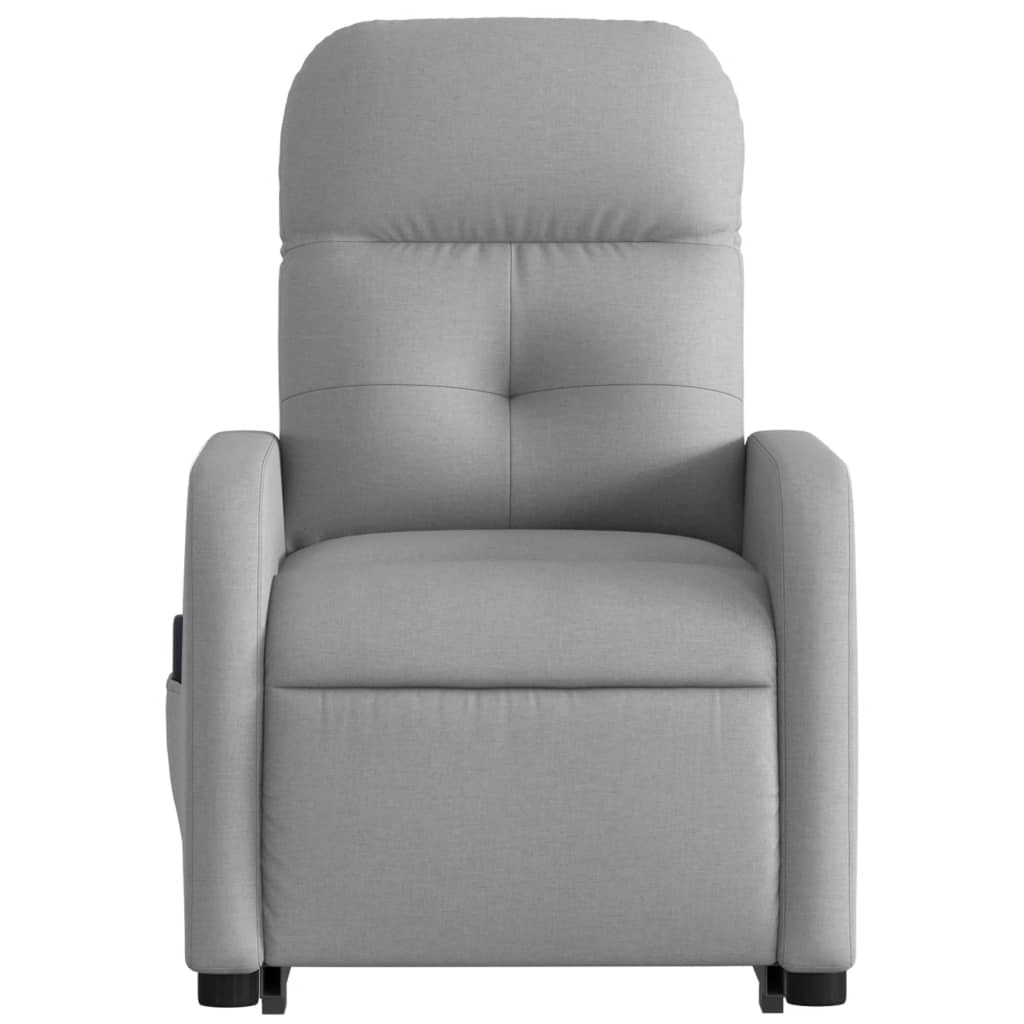 Electric Stand up Massage Recliner Chair Light Gray Fabric