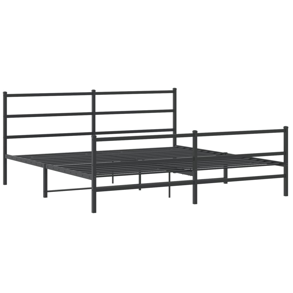 Metal Bed Frame without Mattress with Footboard��Black 76"x79.9"