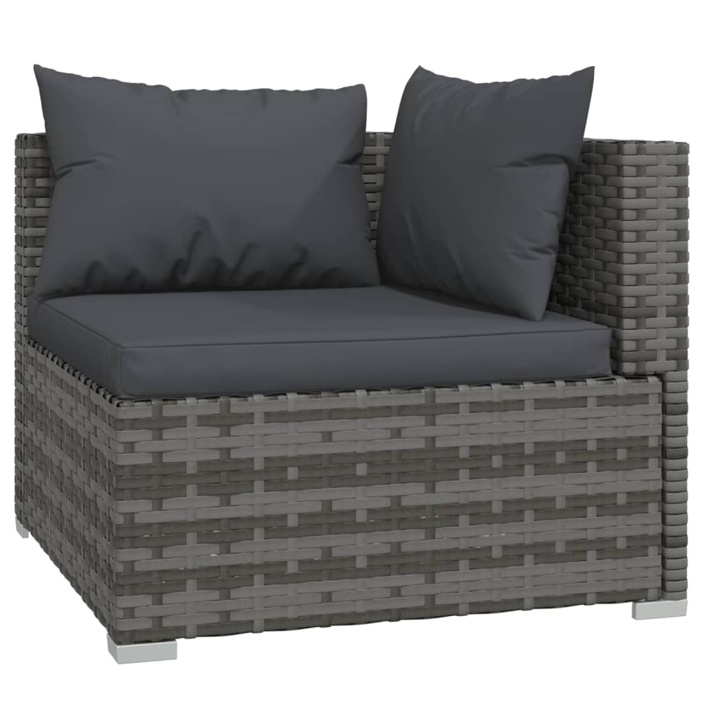 5 Piece Patio Lounge Set with Cushions Poly Rattan Gray