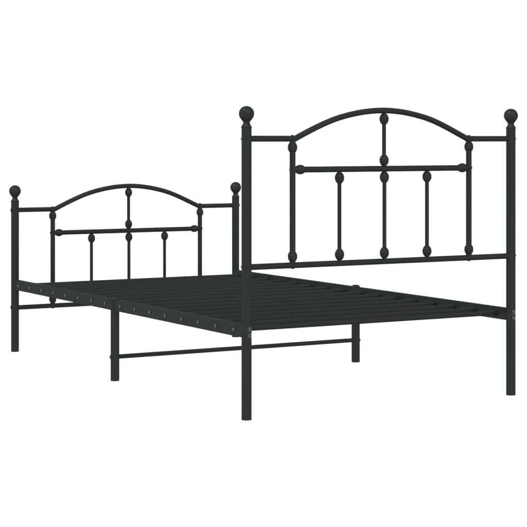 Metal Bed Frame without Mattress with Footboard Black 39.4"x74.8"