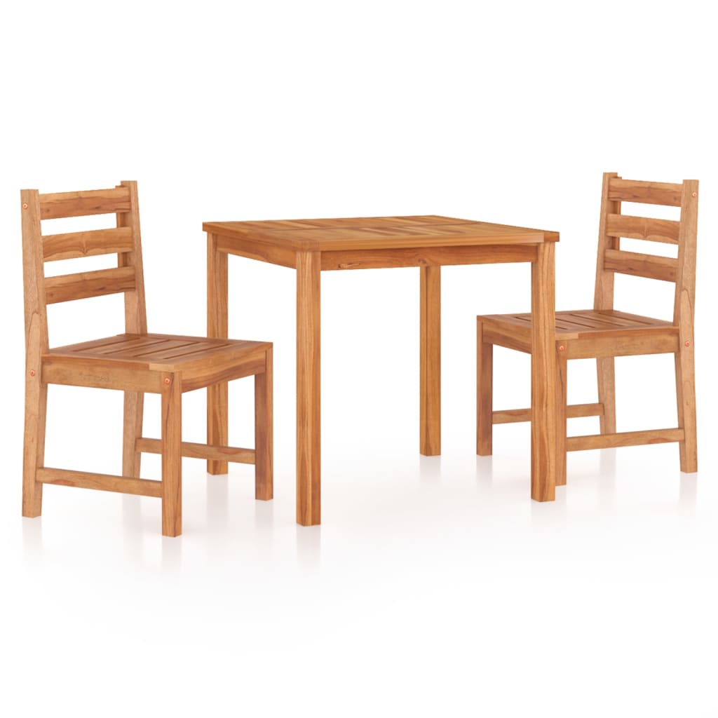 3 Piece Patio Dining Set Solid Wood Teak