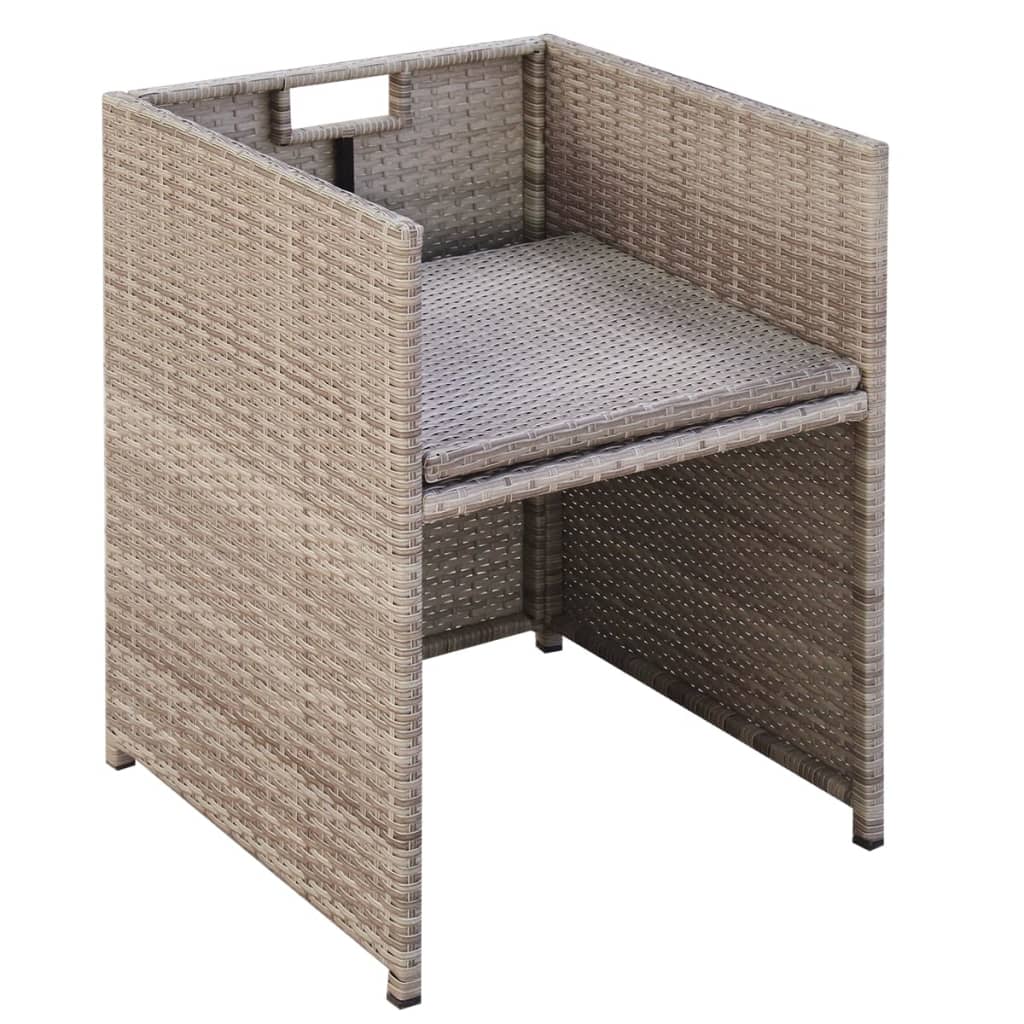 11 Piece Patio Dining Set with Cushions Poly Rattan Beige