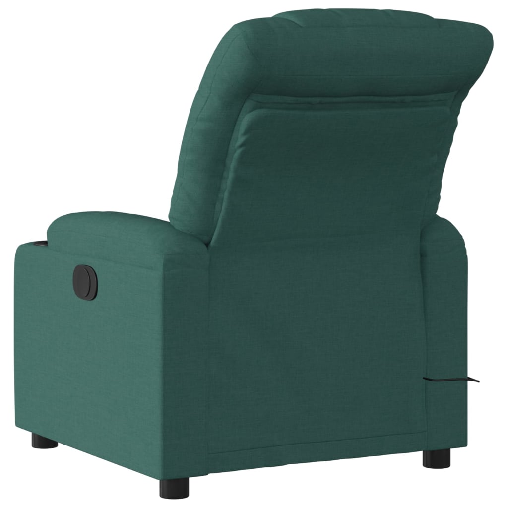 Massage Recliner Chair Dark Green Fabric