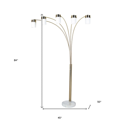 Five Light Gold Metal Floor Lamp