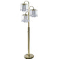 63" Gold Three Lights Candelabra Floor Lamp With Clear Faux Crystal Shades