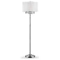 63" Steel Three Light Candelabra Floor Lamp With White Drum Shade