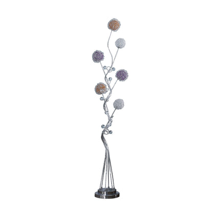 59" Steel LED Novelty Floor Lamp With Purple and White Metal Novelty Shade