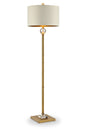 63" Gold Column Floor Lamp With Off-White Drum Shade