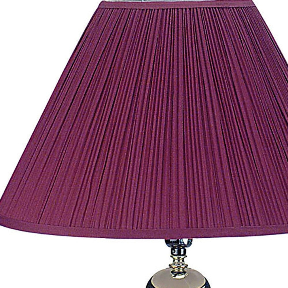 27" Silver Ceramic Bedside Table Lamp With Magenta Empire Shade