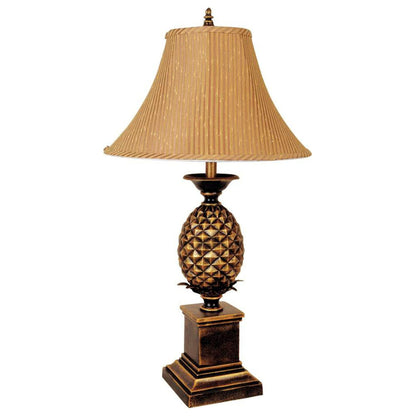 32" Gold Metal Pineapple Table Lamp With Gold Classic Empire Shade