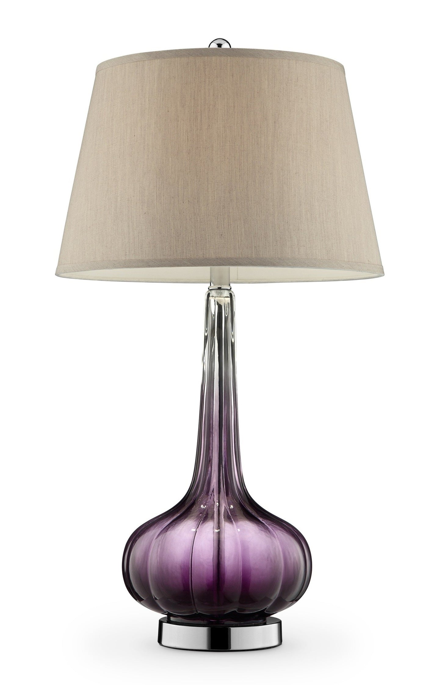 30" Purple Ombre Glass Table Lamp with Beige Shade