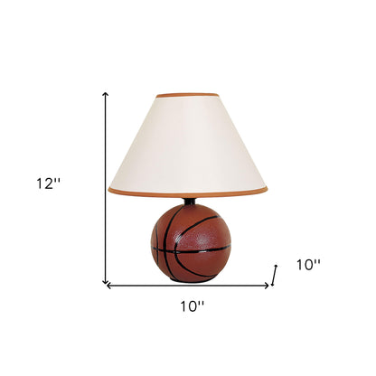 12" Orange Ceramic Bedside Table Lamp With White Shade