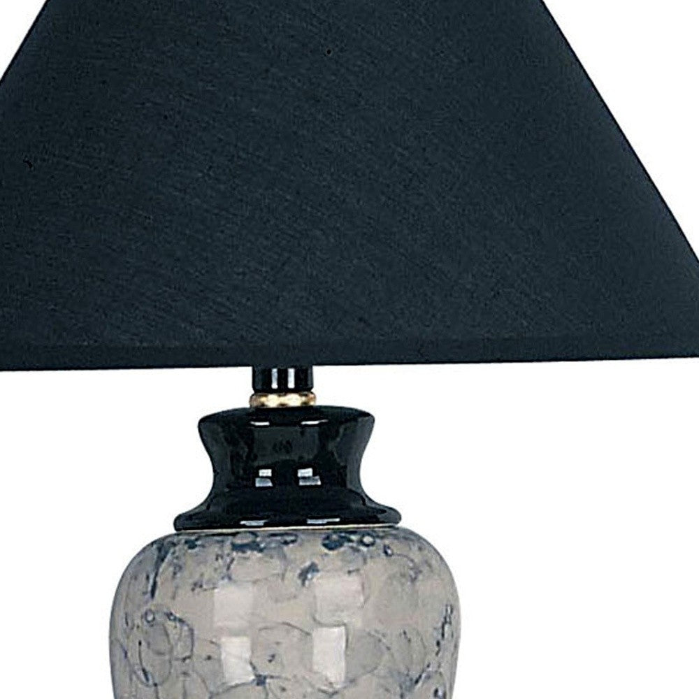 13" Black Ceramic Bedside Table Lamp With Black Shade