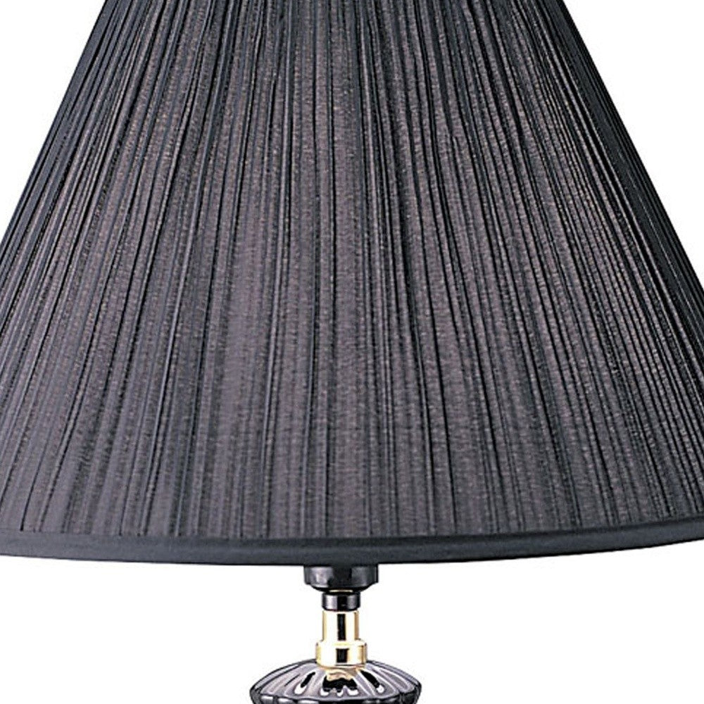 26" Gold Bedside Table Lamp With Black Empire Shade