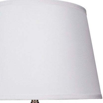 29" Silver Metal Table Lamp With White Classic Empire Shade