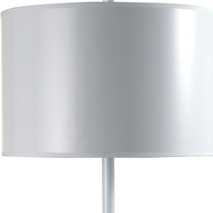 25" White Metal Table Lamp With White Classic Drum Shade