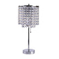 20" Silver Metal Bedside Table Lamp With Clear Drum Shade