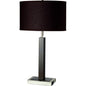 30" Black Polyresin Table Lamp With Brown Classic Drum Shade