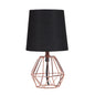 11" Copper Bedside Table Lamp With Black Empire Shade