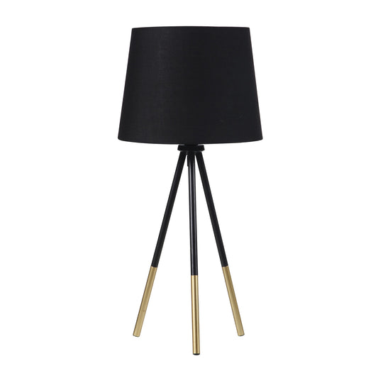 20" Gold Tripod Table Lamp With Black Empire Shade