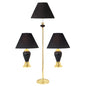 Set Of Three 64" Gold Ceramic Bedside Floor and Table Lamp Set With Black Empire Shade