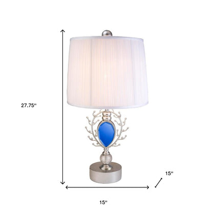 Dazzling Faux Turquoise Pendent Silver Table Lamp