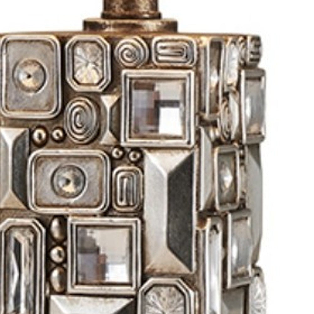 Silver Table Lamp with Abstract Mirror Design