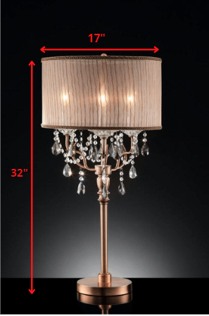 32" Clear and Rose Gold Faux Crystal Accent Table Lamp