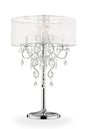 Glam Silver Faux Crystal Accent Table Lamp with See Thru Shade