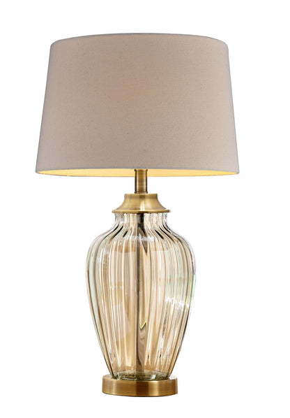 29" Bronze Metal Bedside Table Lamp With Tan Shade