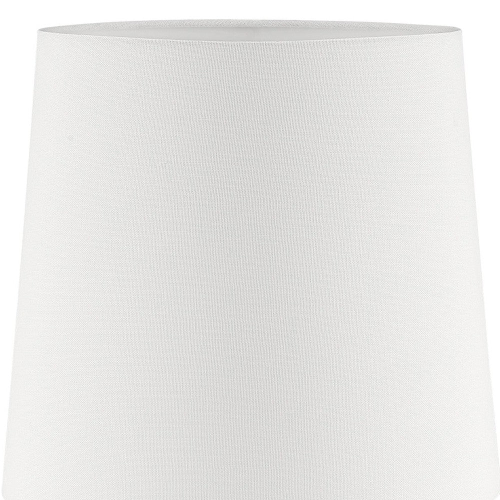 24" White Metal Bedside Table Lamp With Off-White Shade