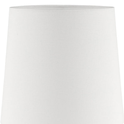 24" White Metal Bedside Table Lamp With Off-White Shade