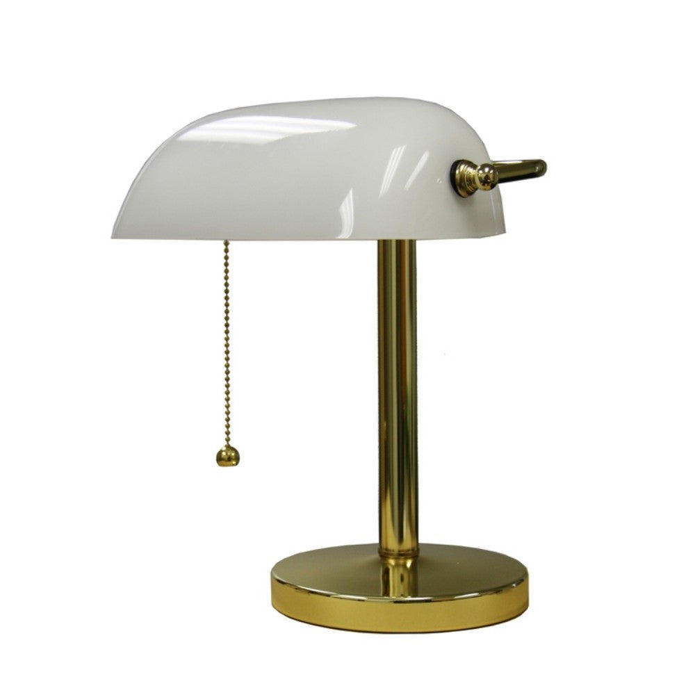 Gold and White Hooded Table Lamp