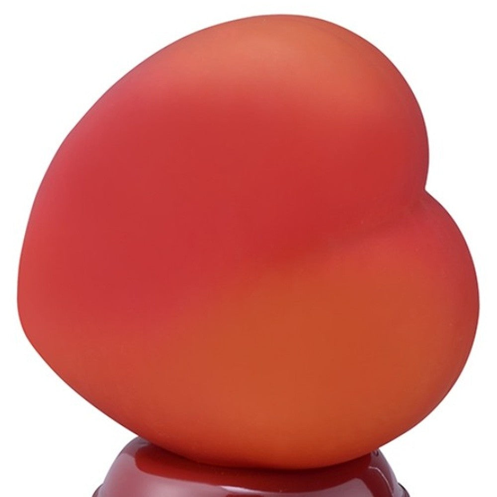 8" Red Ceramic and Glass Heart Table Lamp