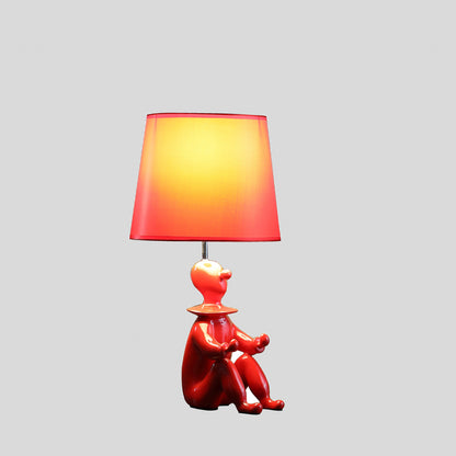 21" Red Bedside Table Lamp With Red Empire Shade