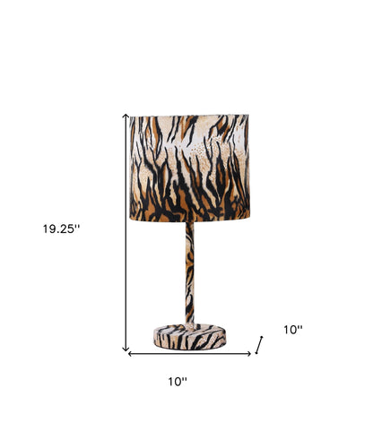 19" Brown And Black Bedside Table Lamp With Brown And Black Drum Shade