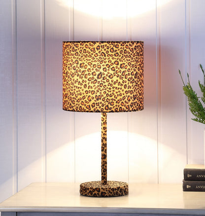 19" Orange And Black Metal Bedside Table Lamp With Orange And Black Drum Shade