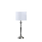 23" Black Chrome and Crystal Table Lamp With White Drum Shade