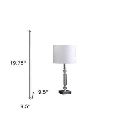 20" Silver Bedside Table Lamp With White Drum Shade