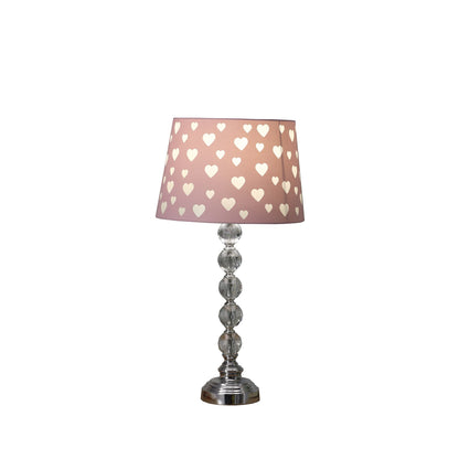 22" Crystal With Pink And White Dot Shade Table Lamp