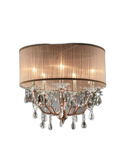 Silver and Pink Faux Crystal Hanging Chandelier Lamp