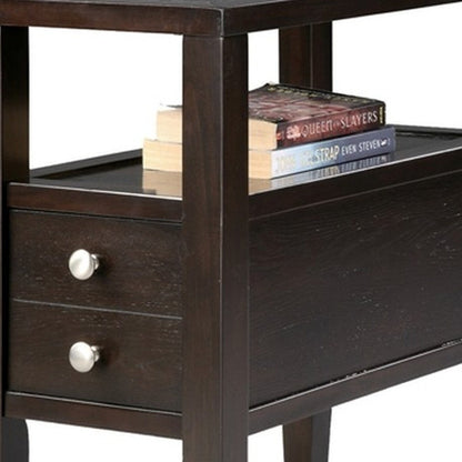 24" Brown End Table With Two Drawers