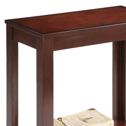 24" Brown End Table With Shelf