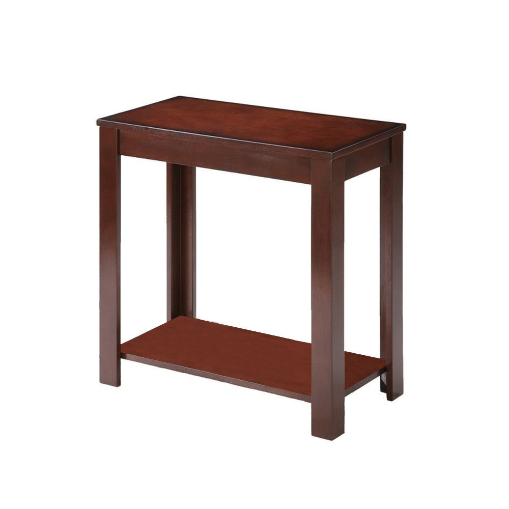 24" Brown End Table With Shelf